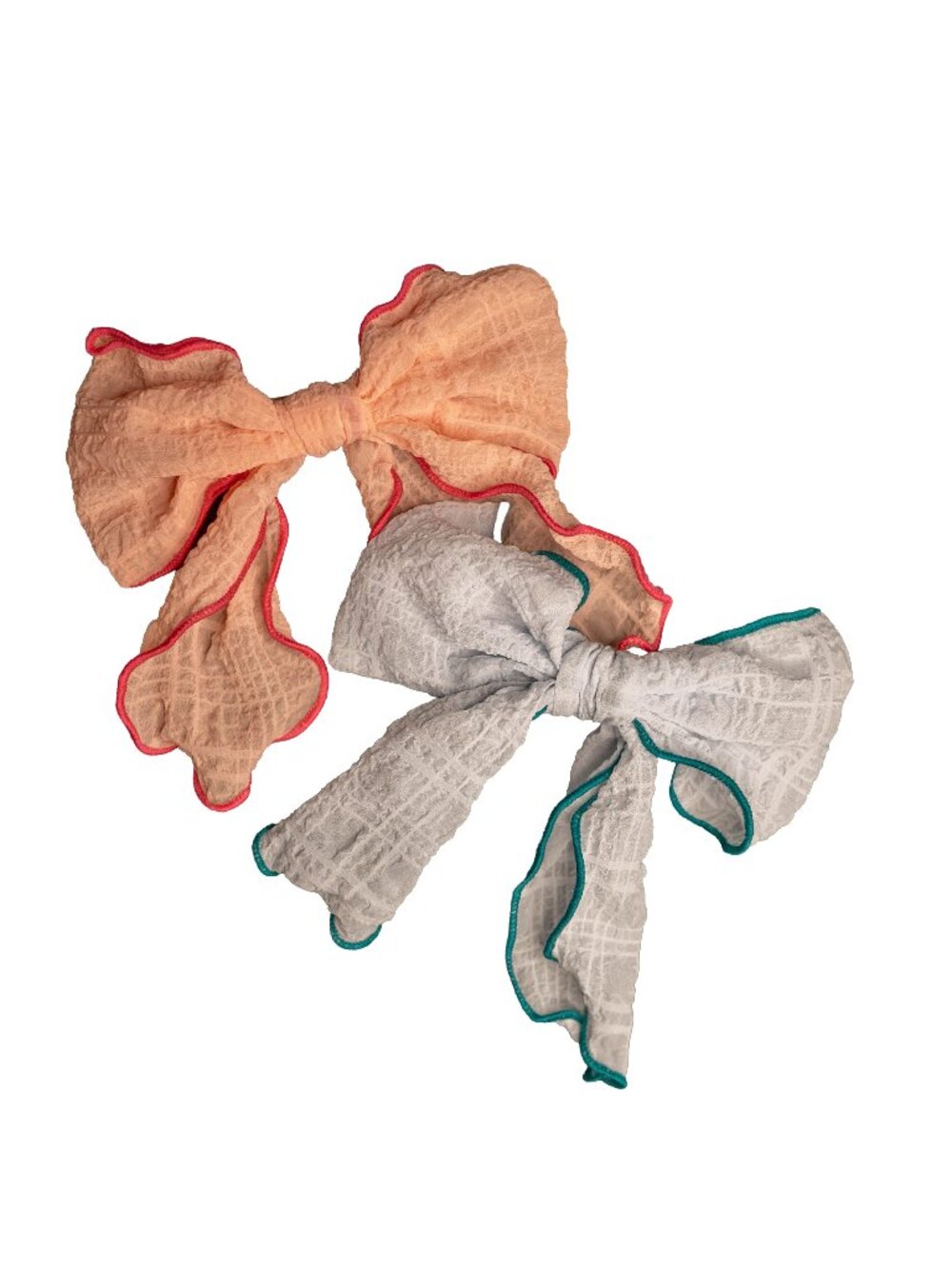 Set of 2 Pastel Pink & Blue Linen-Like Hair Bows - Clip On